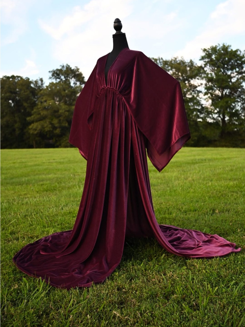 Elegant Velvet Maxi Gown in Deep Wine